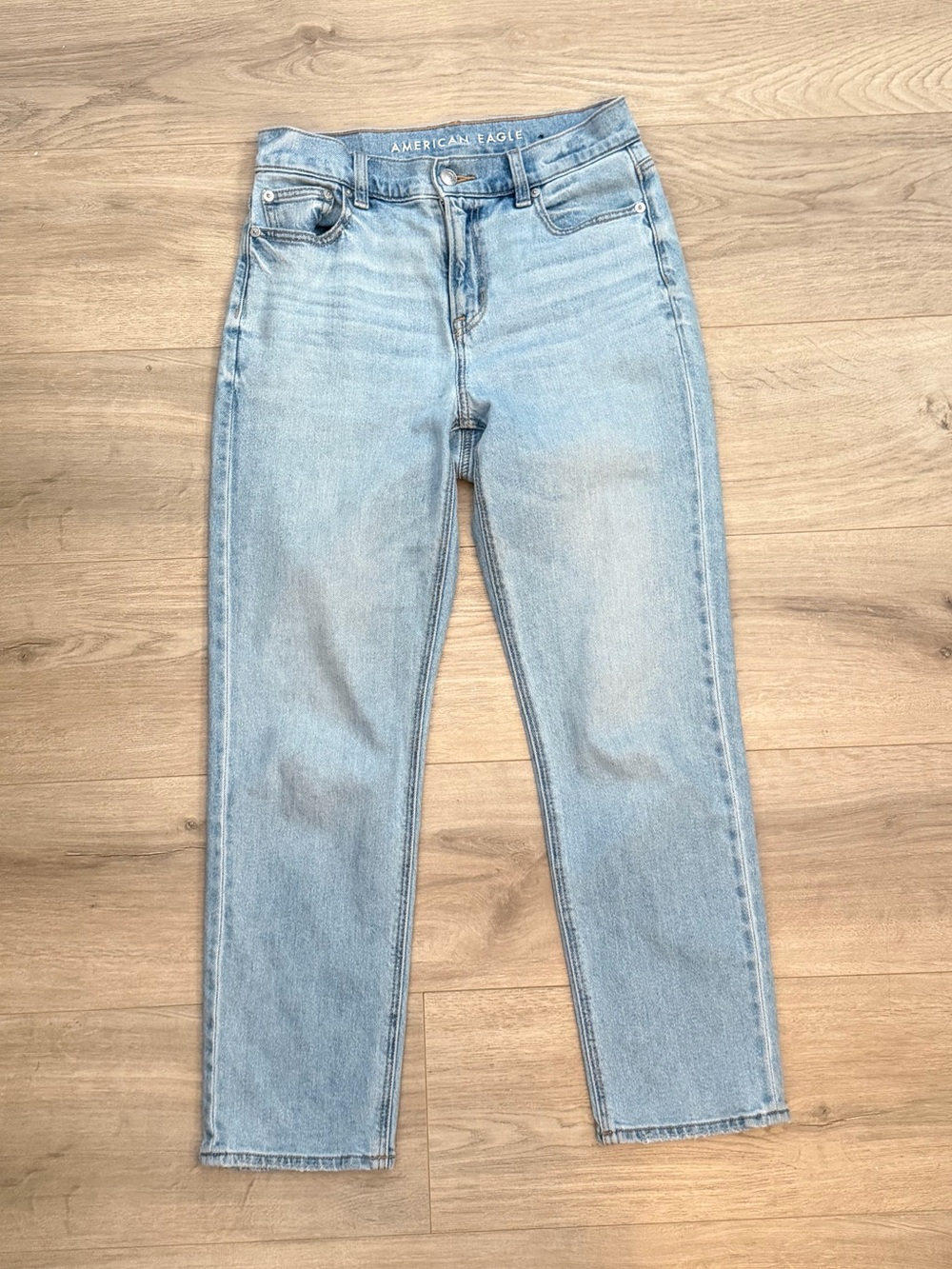 American Eagle Outfitters Light Blue Super High-Rise Straight Jeans